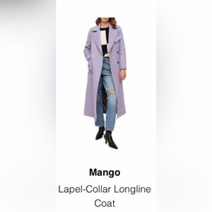 Mango Lavender Lapel-Collar Longline Coat